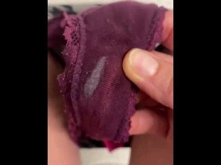 my pussy gets so wet here at work, watch me taste my Creamy Pussy Grool in my wet Burgundy Panties 