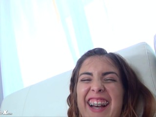 VANESSA PHOENIX'S FIRST SCENE! Adorable Brace Face 18 Year Old Excited To Get Fucked