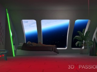 A hot 3d sci-fi android dickgirl fucks a sexy girl in space station