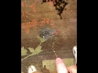 Hairy ginger pissing on a rug, a outdoor rug! Firebush!