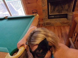 Sexy pregnant wife gets fucked on pool table and creampied 