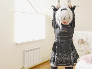 Nier Automata 2B gets too horny when tied up and pussy fucked. Short video. Karneli Bandi