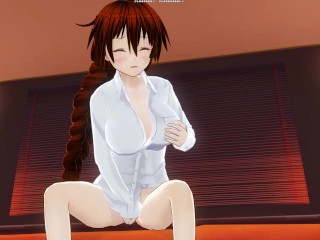 3D HENTAI Redhead girlfriend masturbates on your bed