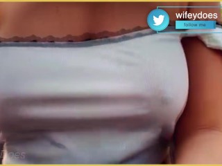 Wifey Bike Riding with her BIG tits FLASHING