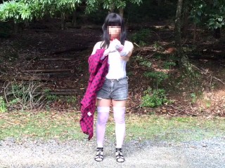 sissiy restrained himself in the mountains and did anal masturbation.