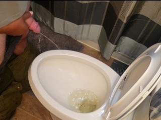 I love holding his cock while he pees! Made a bit of a mess...