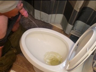 I love holding his cock while he pees! Made a bit of a mess...