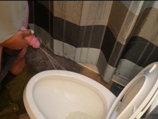 I love holding his cock while he pees! Made a bit of a mess...