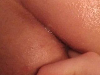 Giving my man CLOSE UP FIRST TIME PAINFUL ANAL with dildo and sucking with mouth creampie 😛