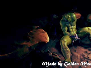 Big ork fucking beautiful princess - 3d hentai animation