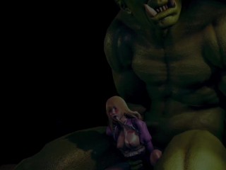 Big ork fucking beautiful princess - 3d hentai animation