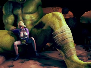 Big ork fucking beautiful princess - 3d hentai animation