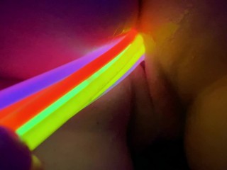 PARTY HOLE Girl - Glow stick in Wet Pussy - PART 2