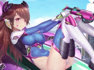 Overwatch d.va Masturbates and cums hard with toy. (dva, d va)