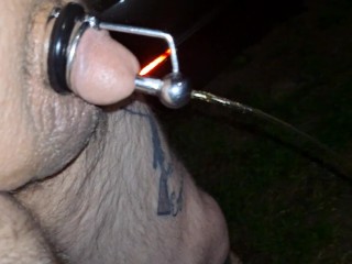 Lance lil dic is back! Taking a evening piss heavy metal style