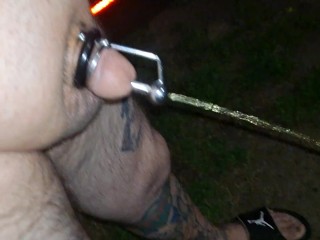 Lance lil dic is back! Taking a evening piss heavy metal style