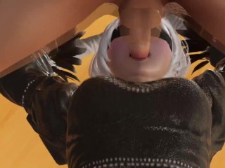 9s makes 2b gag with his big cock
