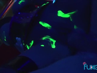 Neon porn threesome