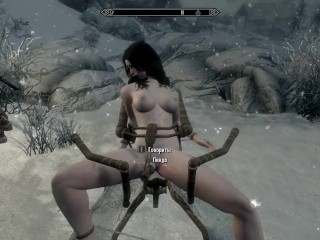 Blonde fucked brunette in the snow in Skyrim