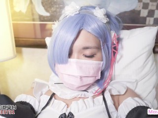 Cute Rem got Tied Up & Plug Sex Toys in Pussy and Anal , Gang-Bang with Other GuyS with Cumshot!