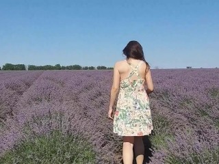 Up Dress NO PANTIES # Butt Plug Public Flashing in LAVENDER Fields