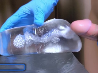 Cum Meter 21, Huge creampie, Transparent fleshlight, Moaning, 透明オナホール、オナホ、中出し、喘ぎ