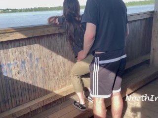 Young couple couldn’t  resist a chance to have risky public sex in a bird observation tower! Amateur