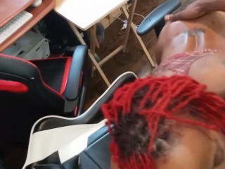 Got horny uploading more content. Deepthroat sloppy head from a fun red dread head. Slimthick