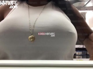 Kriss Hotwife With Short Showing Butt Pulp and Braless Top Showing Delicious Nipples