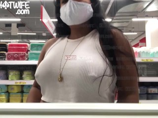 Kriss Hotwife With Short Showing Butt Pulp and Braless Top Showing Delicious Nipples