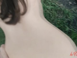Shy cute girl dance outdoor and Getting A Mouth Full Of Cum