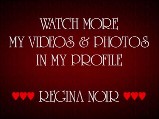 Stunning lady Regina Noir shows her pussy lying on the couch.