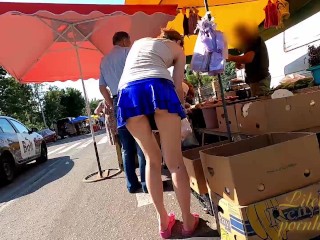 Public upskirt on street fair