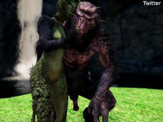 Argonian takes care of her pet troll