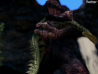 Argonian takes care of her pet troll