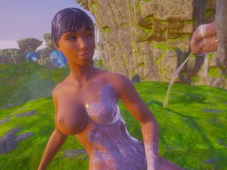 Много сперпермы на больших сиськах Оливии [Монстрр с огромным членом]