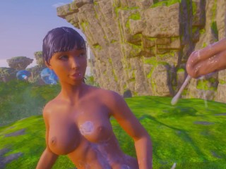 Много сперпермы на больших сиськах Оливии [Монстрр с огромным членом]