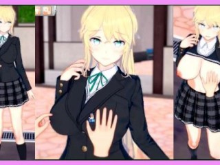 【エロゲーコイカツ！】金髪帰国子女の爆乳揉みまくりH！(アニメ3DCG動画)[Hentai Game Koikatsu! ]big breasts of a blonde returnee