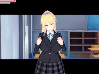 【エロゲーコイカツ！】金髪帰国子女の爆乳揉みまくりH！(アニメ3DCG動画)[Hentai Game Koikatsu! ]big breasts of a blonde returnee