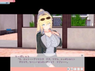 【エロゲーコイカツ！】金髪帰国子女の爆乳揉みまくりH！(アニメ3DCG動画)[Hentai Game Koikatsu! ]big breasts of a blonde returnee