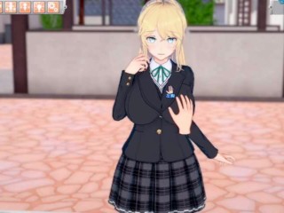 【エロゲーコイカツ！】金髪帰国子女の爆乳揉みまくりH！(アニメ3DCG動画)[Hentai Game Koikatsu! ]big breasts of a blonde returnee