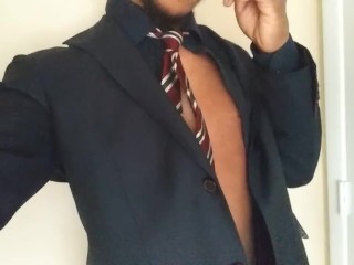 Bbc strips in bathroom while family is in the other room