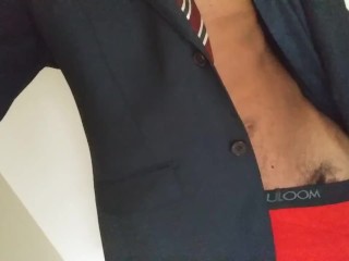 Bbc strips in bathroom while family is in the other room