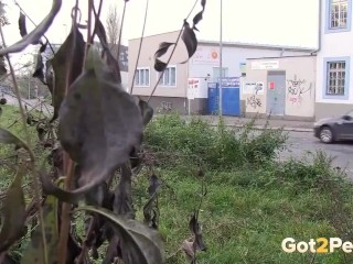 Double Public Pissing For Sexy Redhead