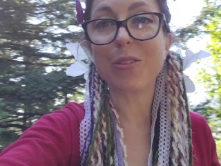 Nerdy Faery Wets Her Red Romper in The Woods