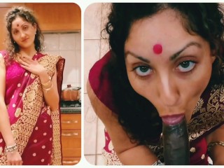 POV desi bhabhi in saree gives horny lonely devar a blowjob - hindi Bollywood porn story Sexy Jill