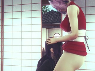 [NARUTO] Sakura growed massive futa cock and banged Hinata (3D PORN 60 FPS)