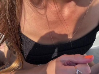 Quickly Gave Sloppy Blowjob To My Boyfriend On A Yacht ♥ NARA GIRL