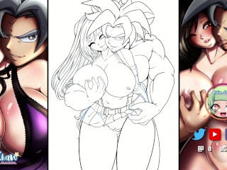 Drawing Goku and Tifa with huge boobs and thick thighs by HotaruChanART