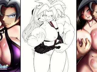 Drawing Goku and Tifa with huge boobs and thick thighs by HotaruChanART